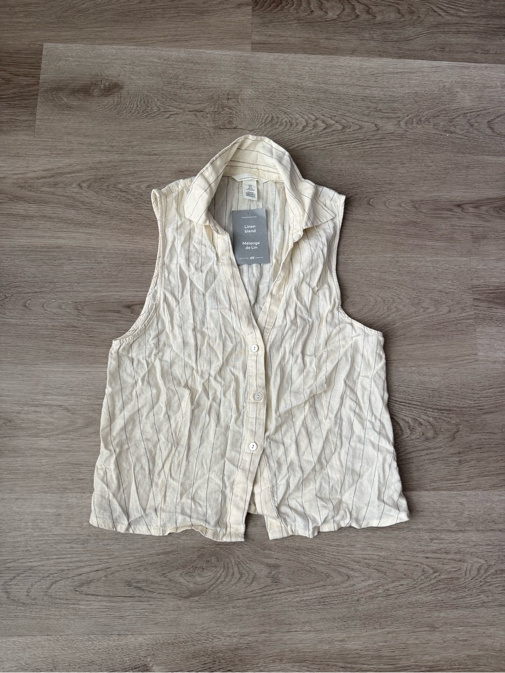 H&M Cream Linen-Blend Striped Shirt
